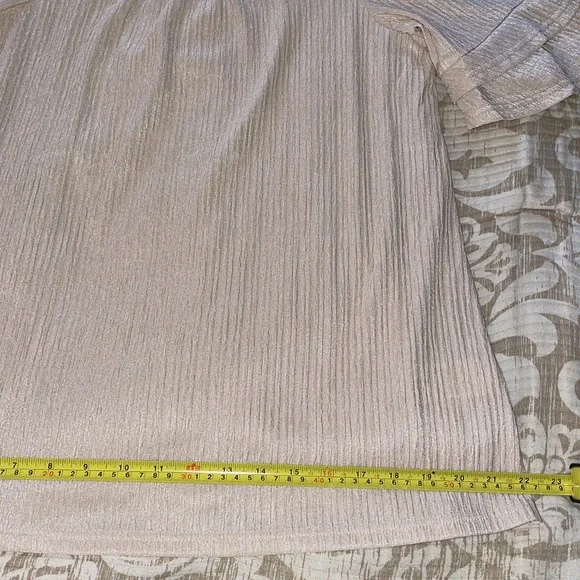 Champagne Pleated Lace-Trim Square Neck Tunic - Picture 4 of 9